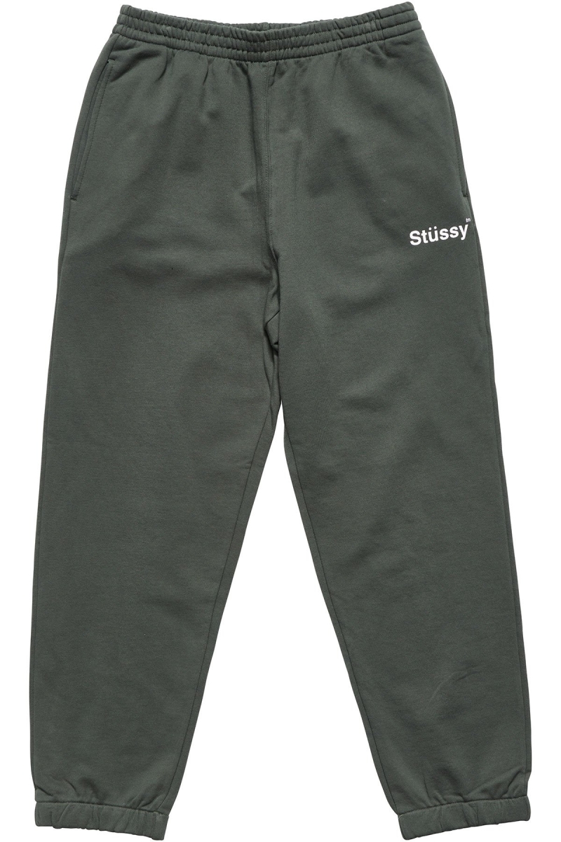 Green Men\'s Stussy Text Fleece Track Pants | AU0001007