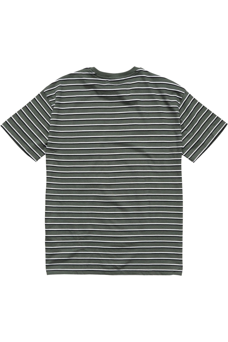 Green Men's Stussy Text Pocket Stripe T Shirts | AU0000276