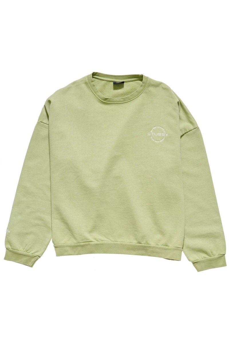 Green Women\'s Stussy City Circle OS Crew Sweaters | AU0000826