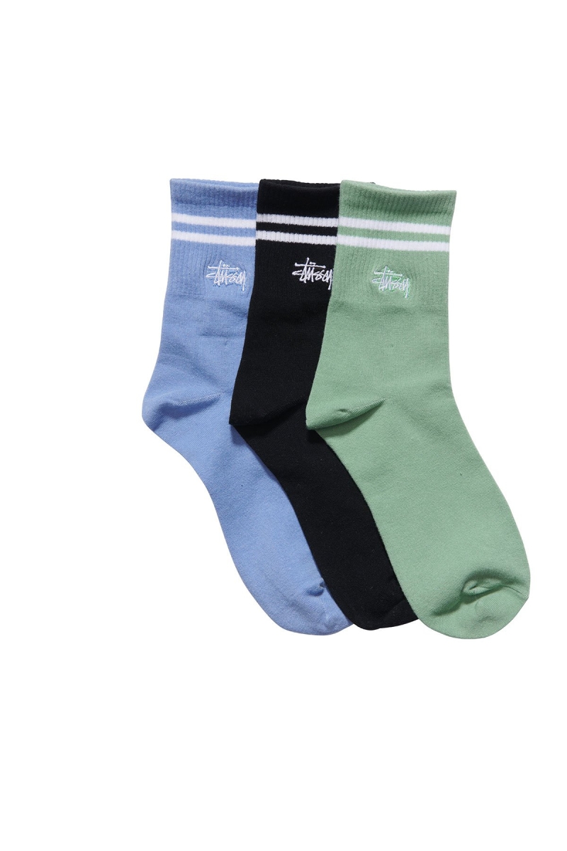 Green Women\'s Stussy Graffiti (3 Pack) Socks | AU0000723