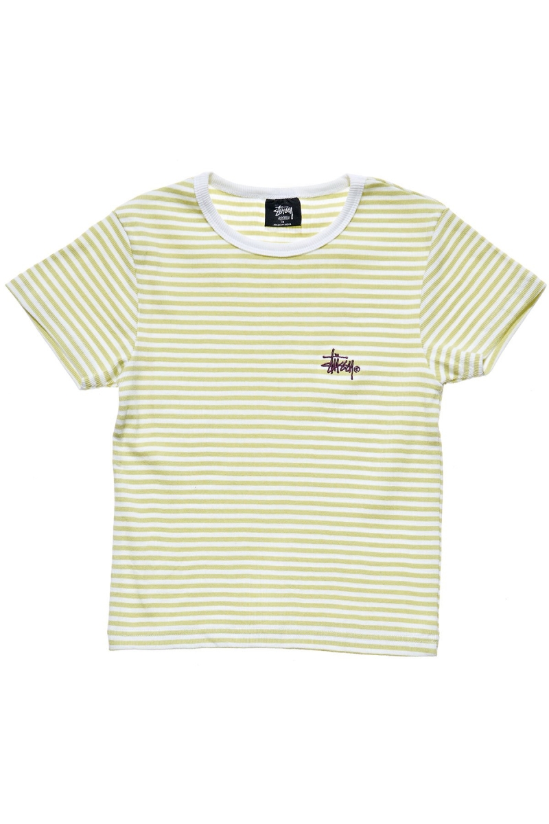 Green Women\'s Stussy Hyde Stripe Rib T Shirts | AU0000221