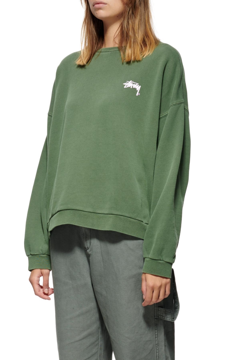 Green Women's Stussy Parkway OS Crew Sweaters | AU0000847