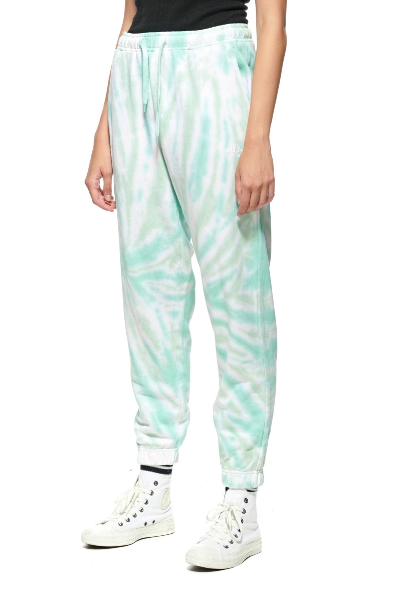 Green Women's Stussy Warped Tie Dye Track Pants | AU0001010