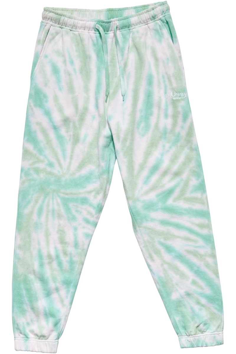 Green Women\'s Stussy Warped Tie Dye Track Pants | AU0001010