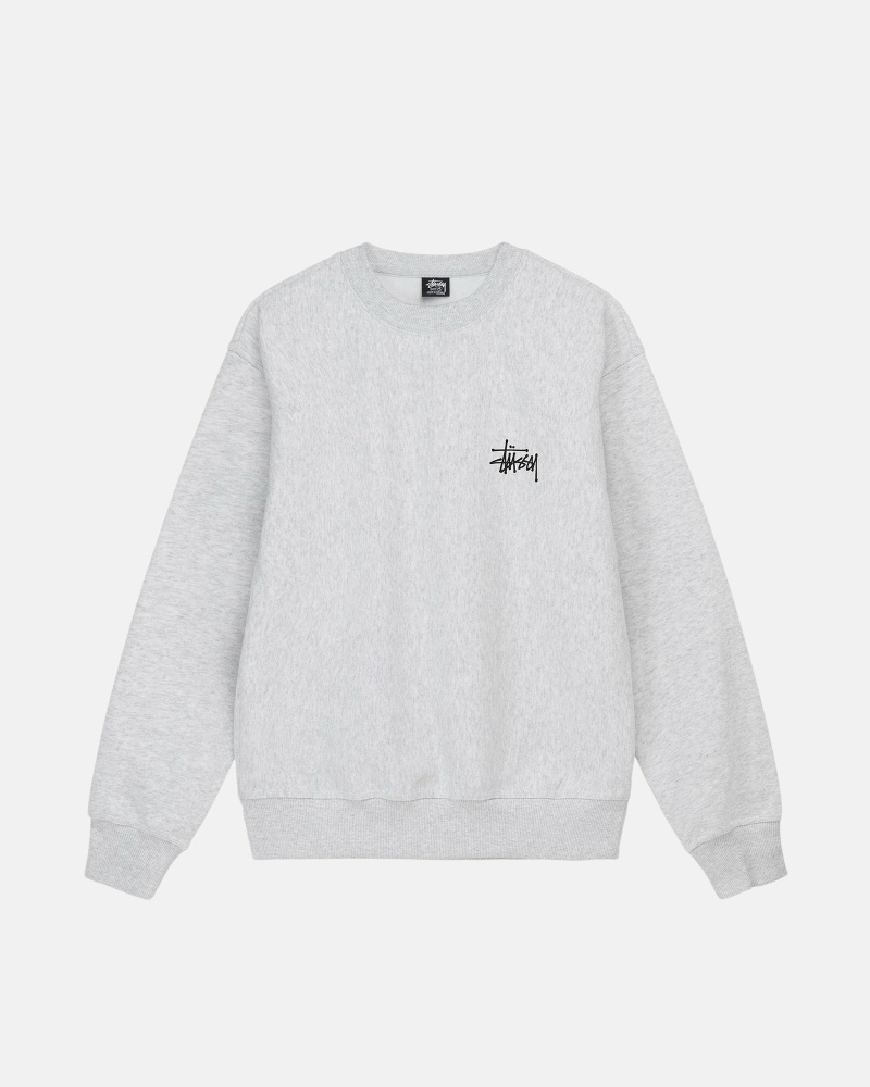 Grey Men's Stussy Basic Crew Hoodies | AU0000006