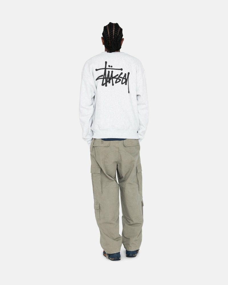 Grey Men's Stussy Basic Crew Hoodies | AU0000006