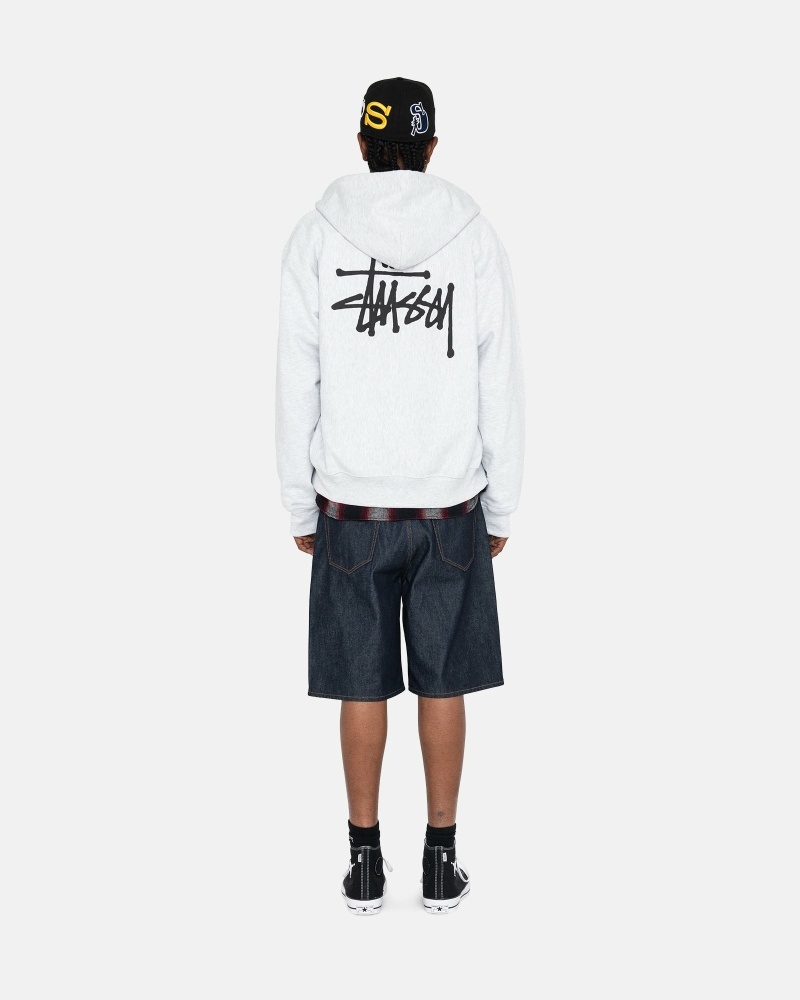 Grey Men's Stussy Basic Zip Hoodies | AU0000017