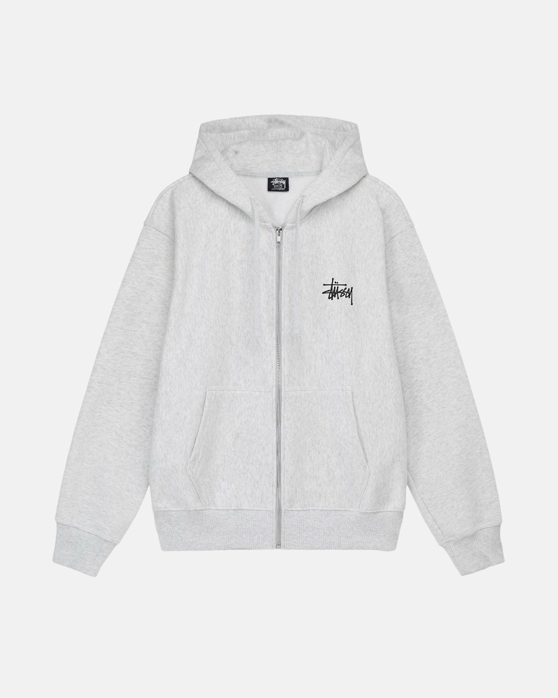 Grey Men\'s Stussy Basic Zip Hoodies | AU0000017