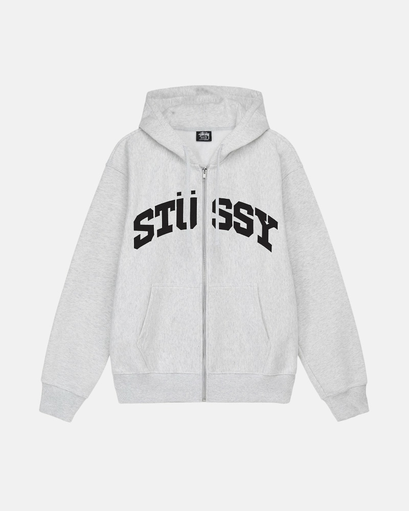 Grey Men\'s Stussy Block Sport Zip Hoodies | AU0000024