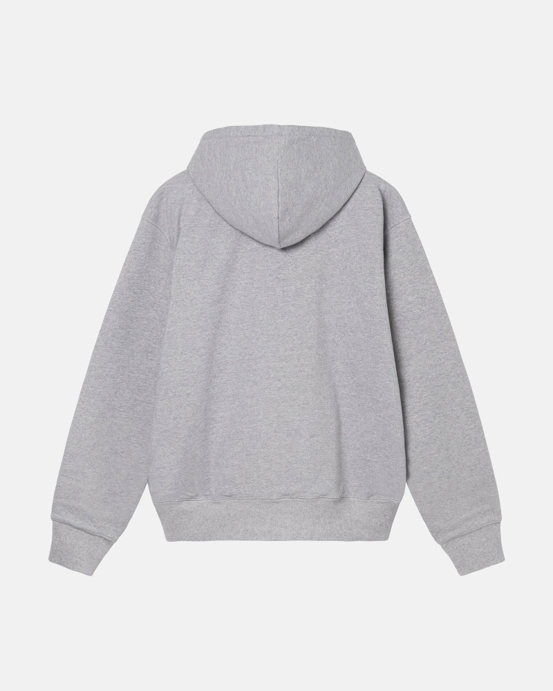 Grey Men's Stussy Double Face Label Zip Hoodies | AU0000040