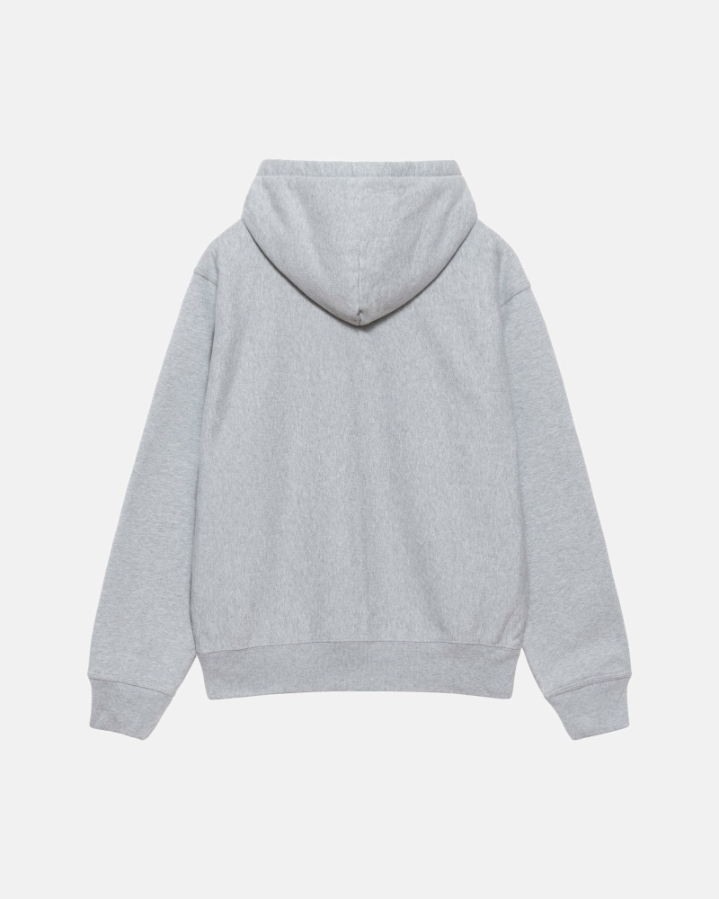 Grey Men's Stussy Stock Logo Zip Hoodies | AU0000084