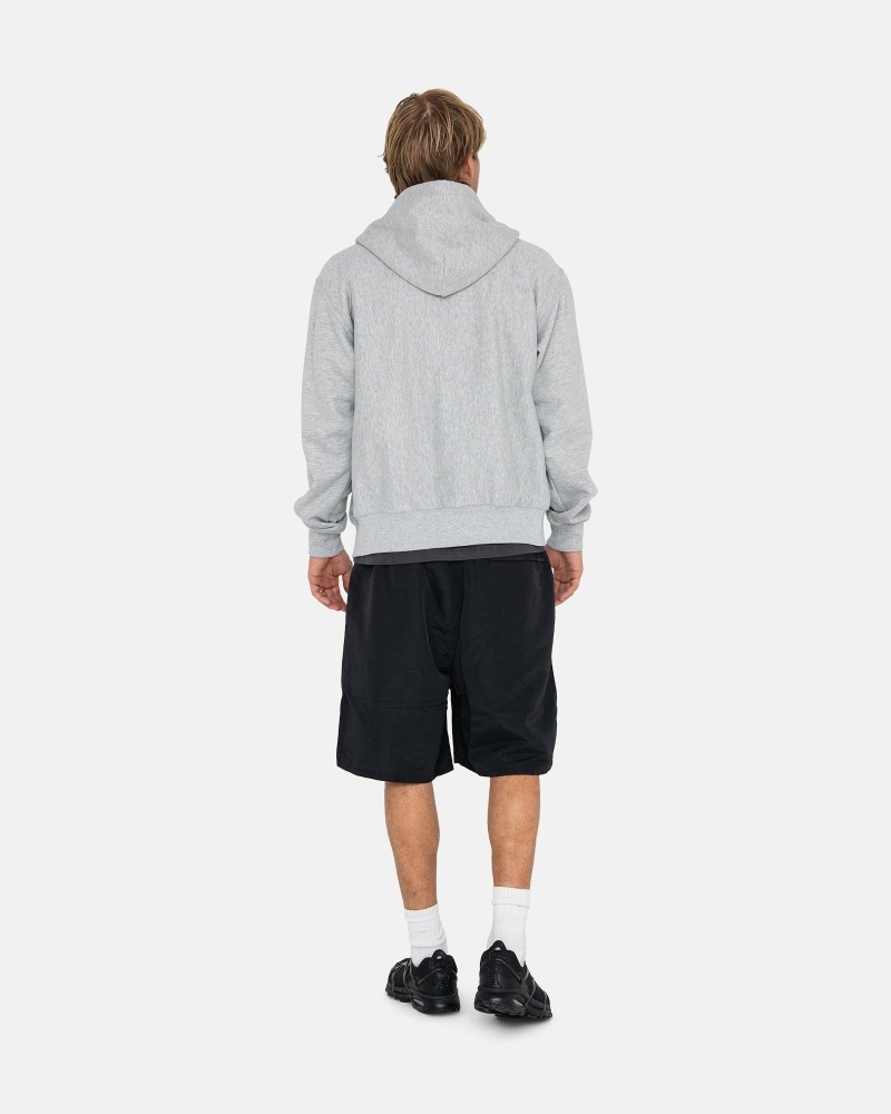 Grey Men's Stussy Stock Logo Zip Hoodies | AU0000084