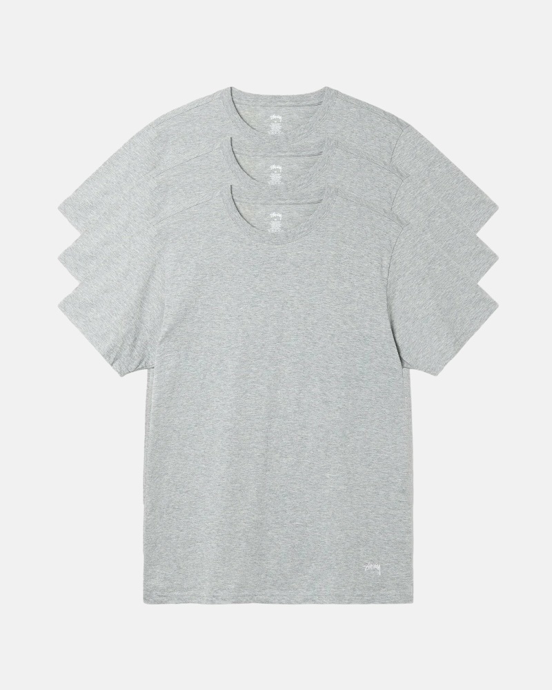 Grey Men\'s Stussy Undershirt - 3 Pack T Shirts | AU0000281