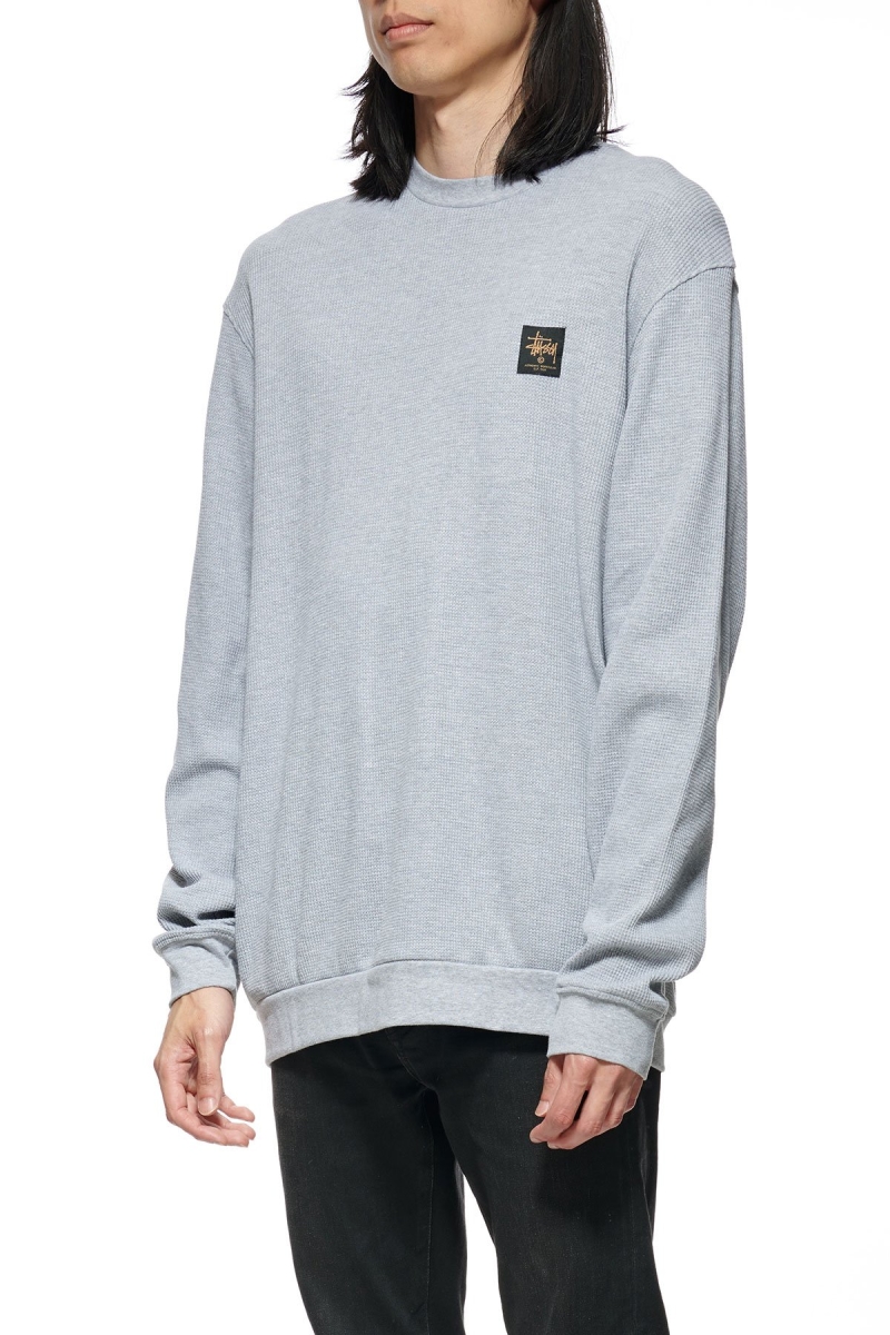 Grey Men's Stussy Workwear Waffle Crew Sweaters | AU0000865