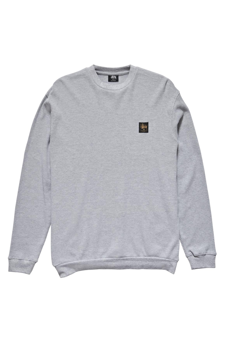 Grey Men\'s Stussy Workwear Waffle Crew Sweaters | AU0000865