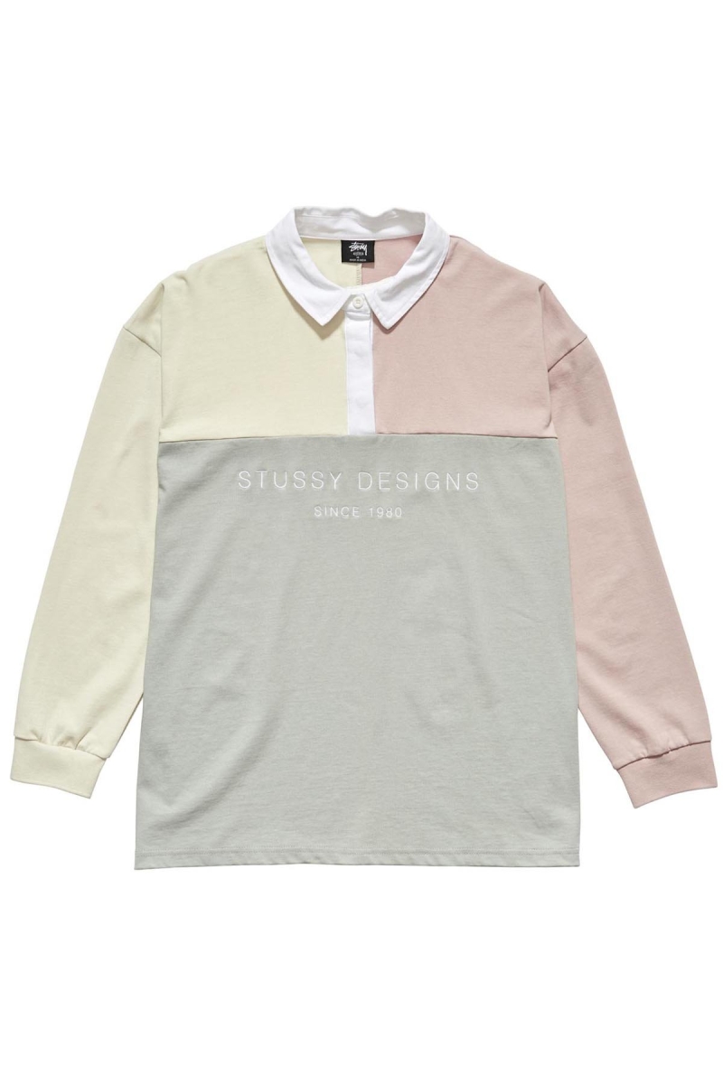 Grey Women\'s Stussy Hazel Panelled Rugby Shirts | AU0000313