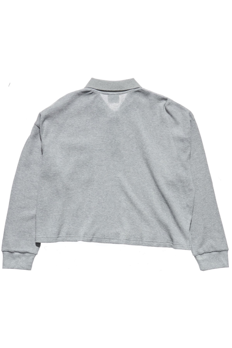 Grey Women's Stussy Owens Waffle Henley Sweatshirts | AU0000945