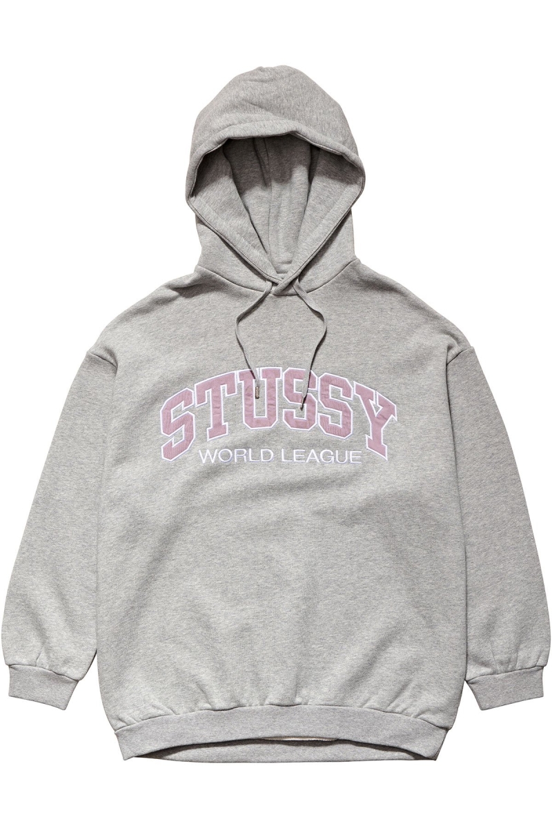 Grey Women\'s Stussy World League OS BF Hoodies | AU0000090