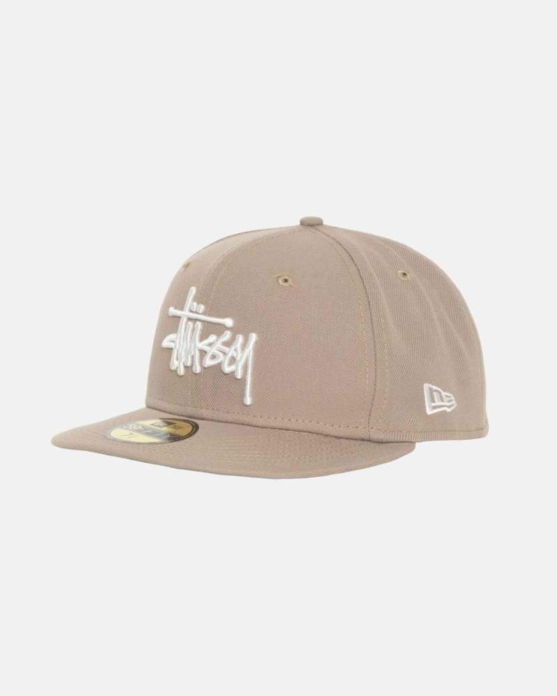 Khaki Men's Stussy Authentic New Era Caps | AU0000375