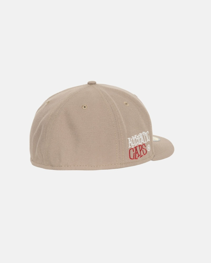 Khaki Men's Stussy Authentic New Era Caps | AU0000375