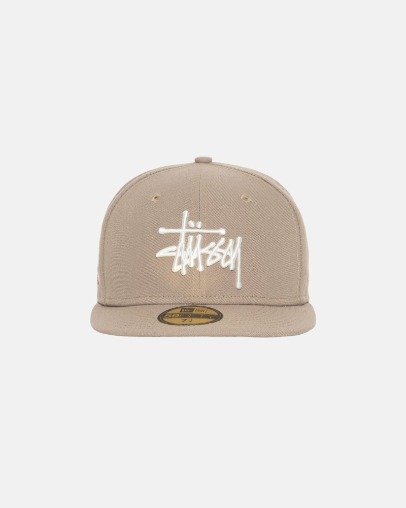 Khaki Men\'s Stussy Authentic New Era Caps | AU0000375