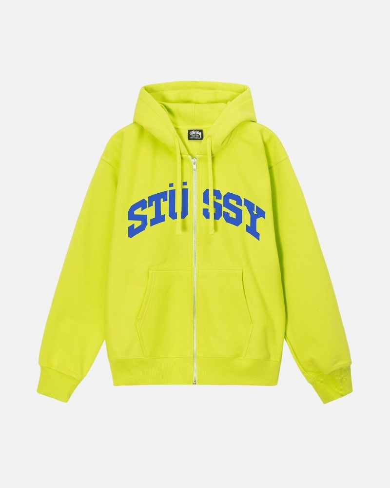 Light Green Men\'s Stussy Block Sport Zip Hoodies | AU0000022