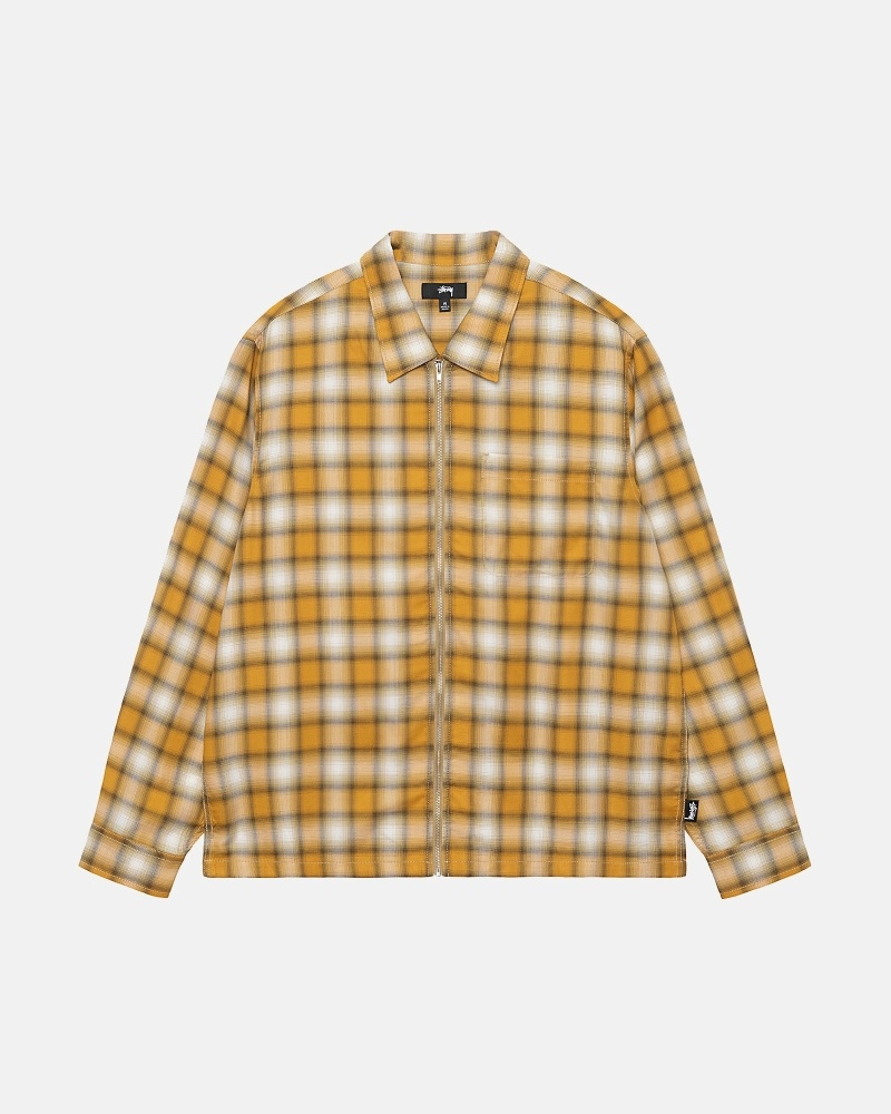 Mustard Men\'s Stussy Eddie Plaid Zip Shirts | AU0000303