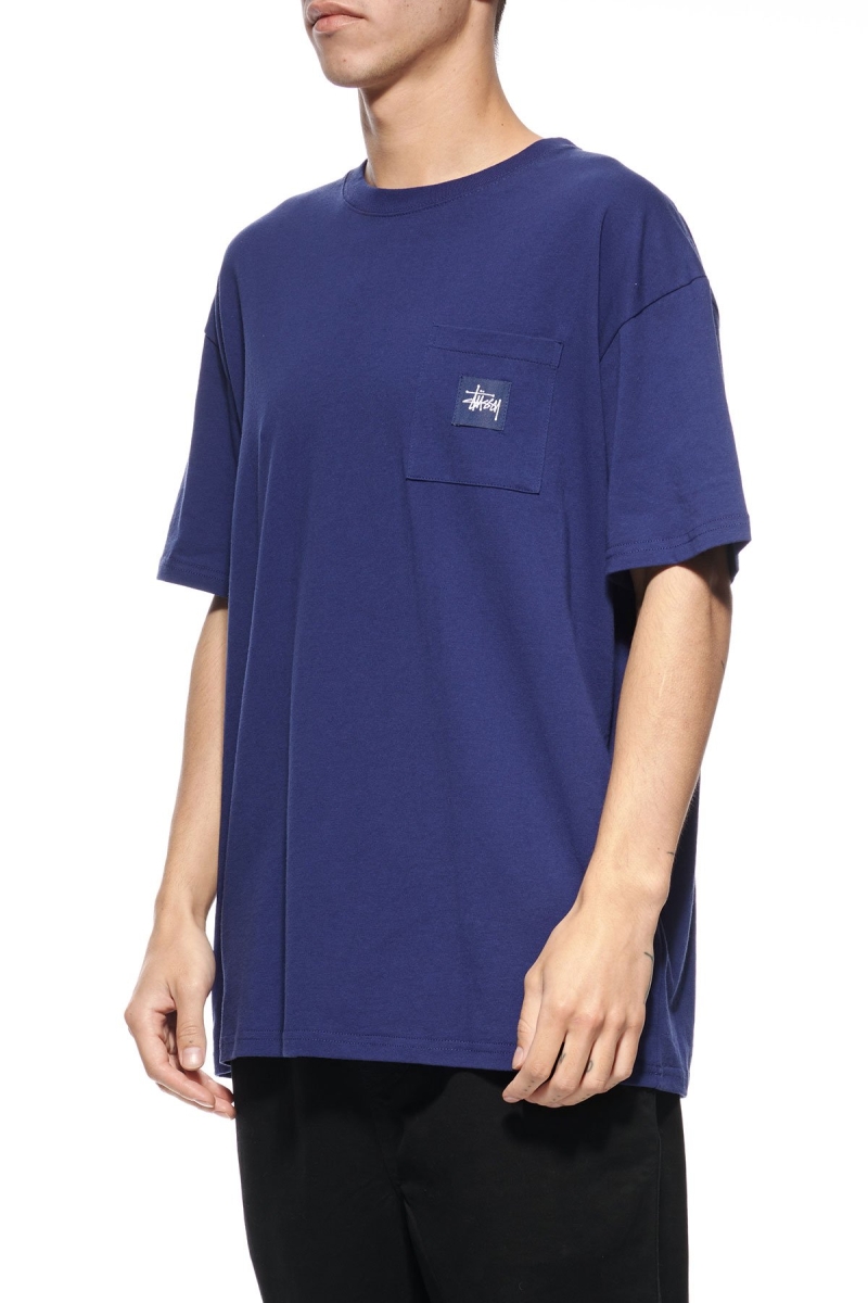 Navy Men's Stussy Graffiti Label SS T Shirts | AU0000179