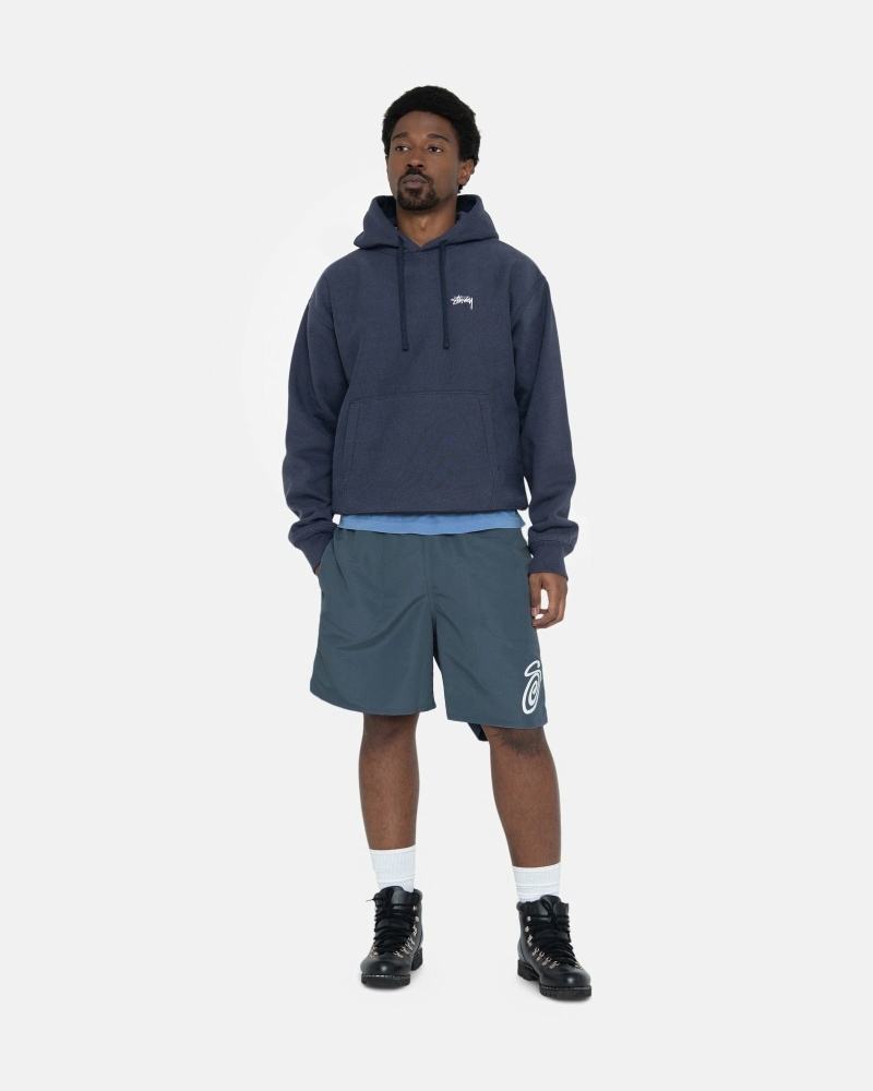 Navy Men's Stussy Overdyed Stock Logo Hoodies | AU0000049