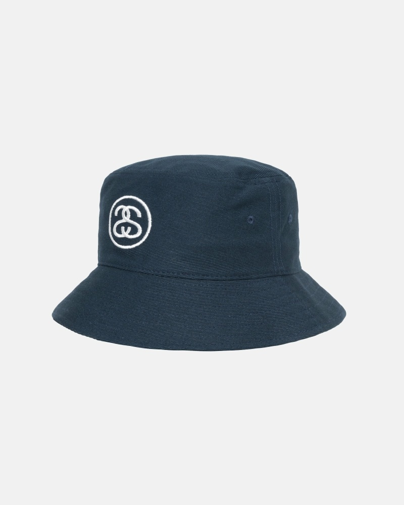 Navy Men's Stussy Ss Link Deep Bucket Hats | AU0000476