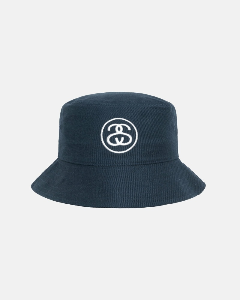 Navy Men\'s Stussy Ss Link Deep Bucket Hats | AU0000476