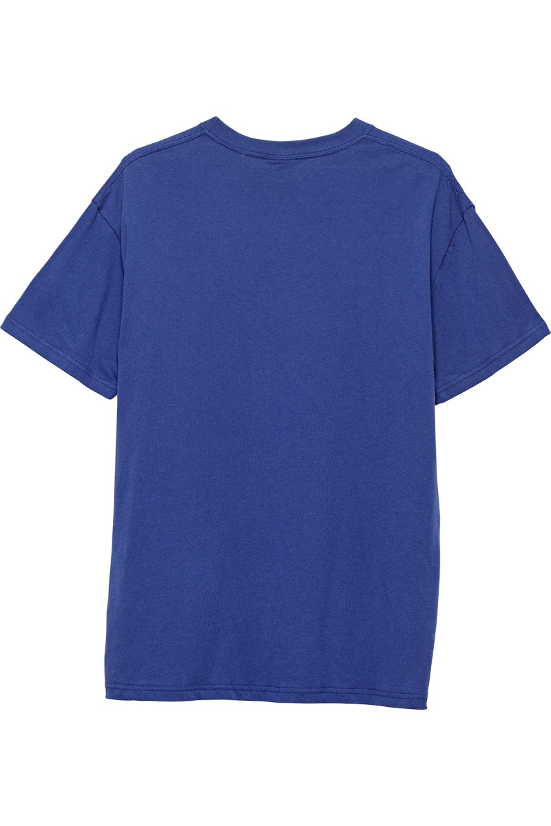 Navy Men's Stussy Work Label Pocket T Shirts | AU0000285