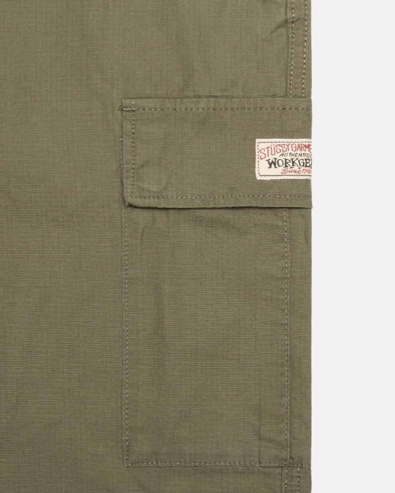 Olive Men's Stussy Ripstop Cargo Beach Pants | AU0000585