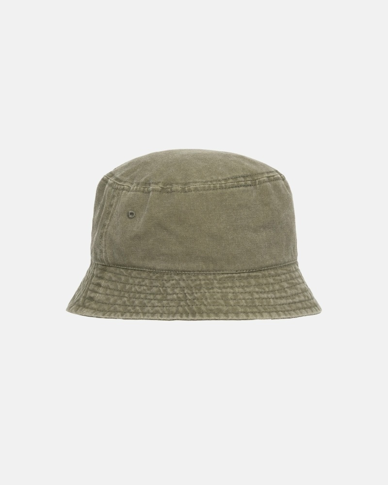 Olive Men's Stussy Washed Stock Bucket Hats | AU0000509