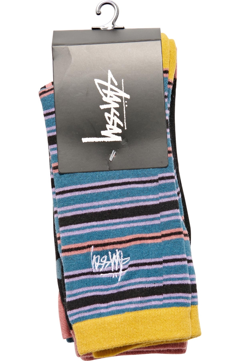 Orange Men's Stussy Graffiti Pattern (3 Pack) Socks | AU0000733