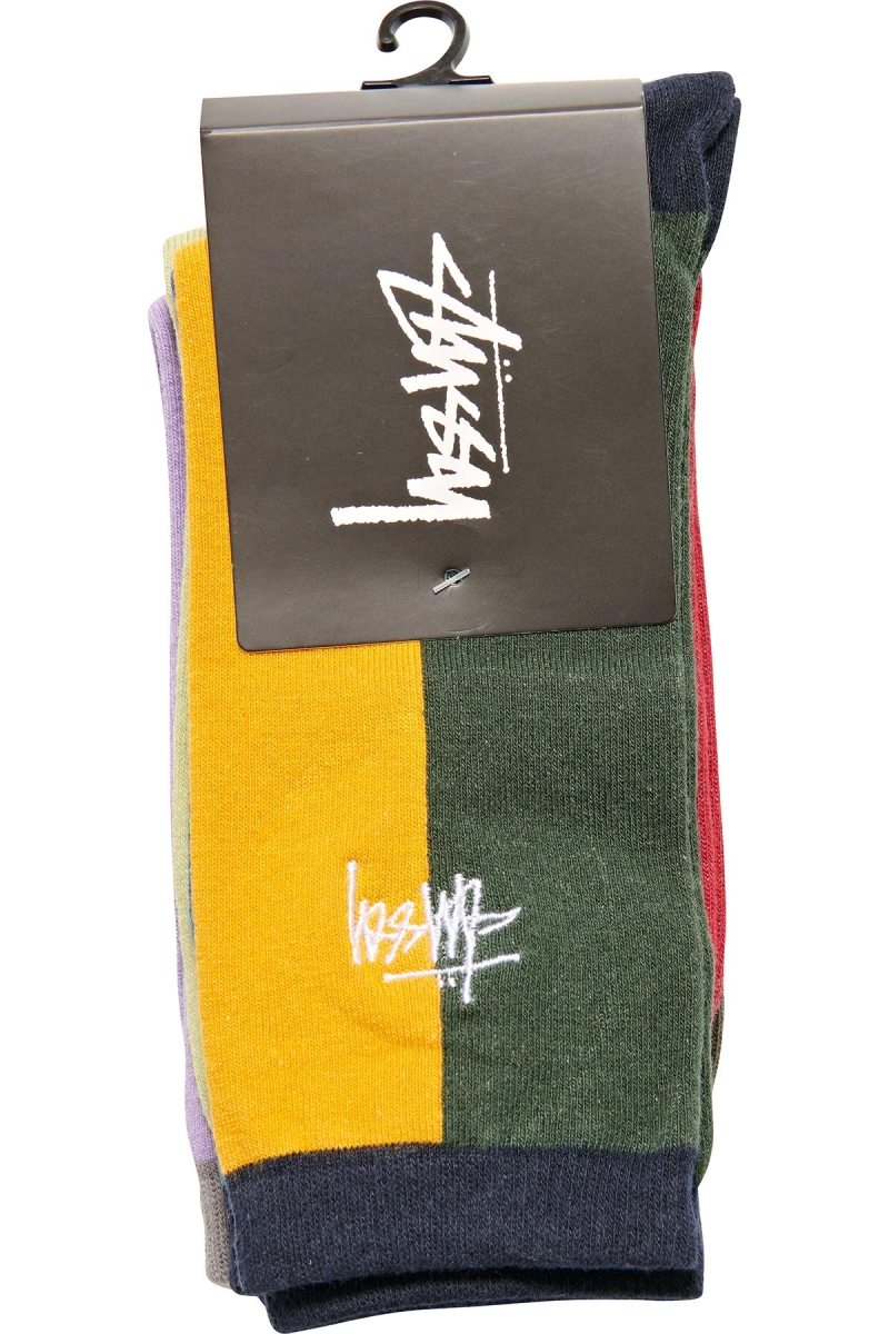 Orange Men's Stussy Graffiti Splice (3 Pack) Socks | AU0000735