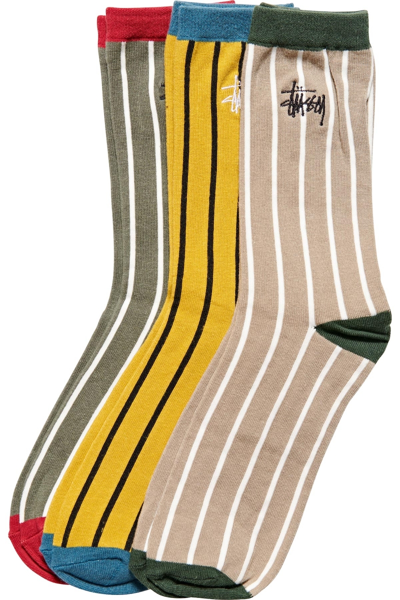 Orange Men\'s Stussy Graffiti Vert (3 Pack) Socks | AU0000738