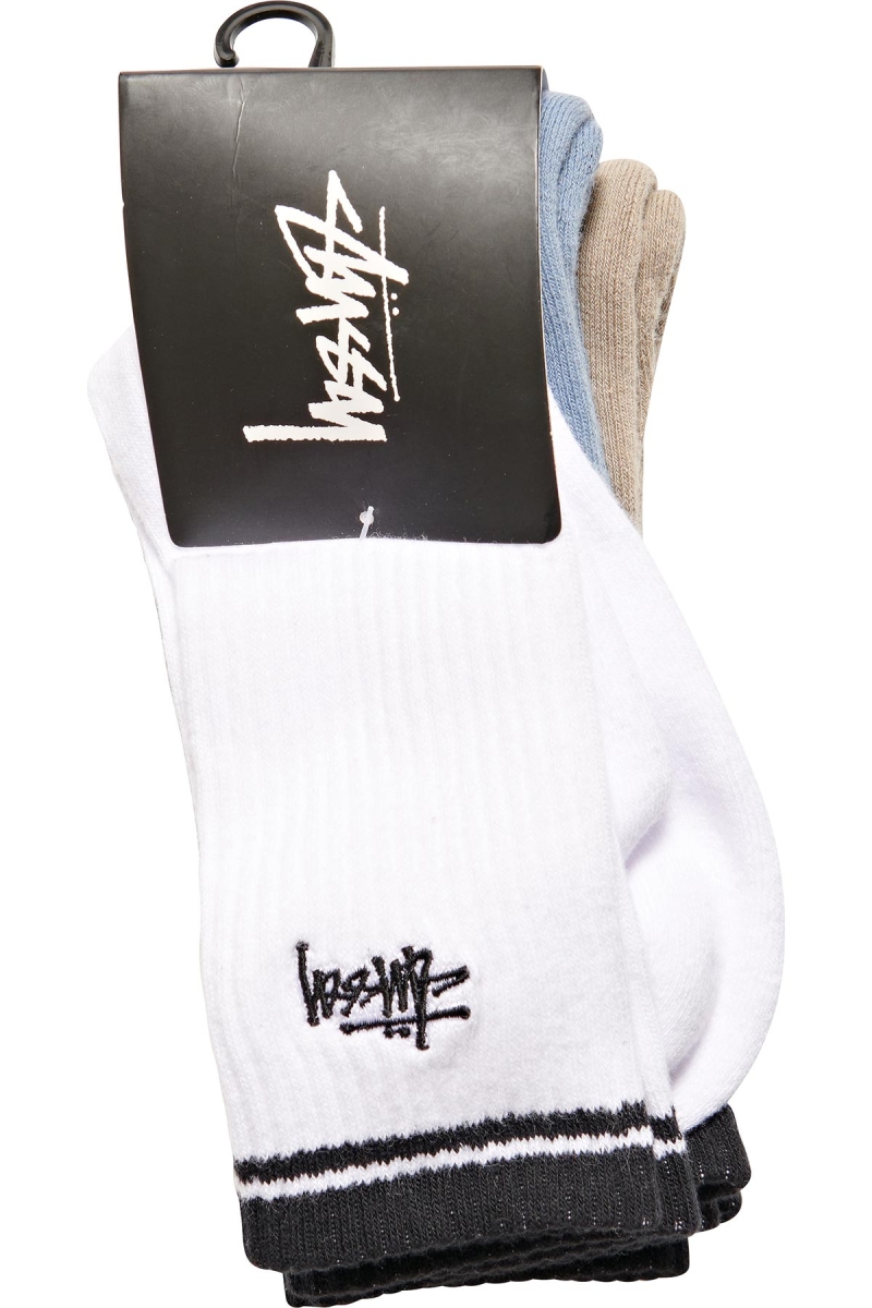 Orange Men's Stussy Top Stripe Graffiti (3 Pack) Socks | AU0000747