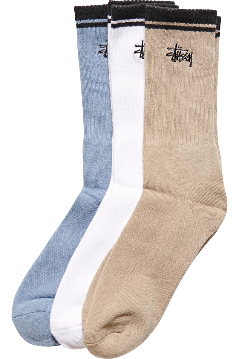 Orange Men\'s Stussy Top Stripe Graffiti (3 Pack) Socks | AU0000747