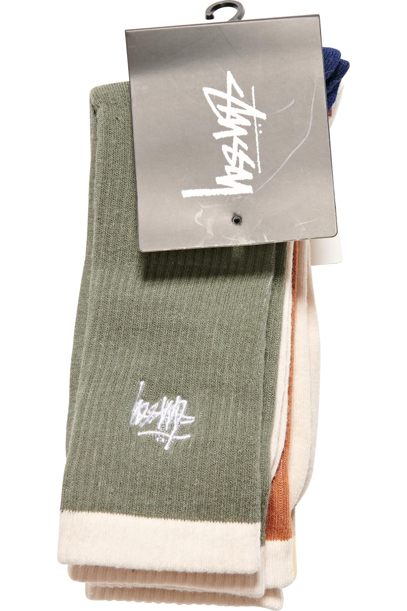 Orange Women's Stussy Graffiti Panel (3 Pack) Socks | AU0000732