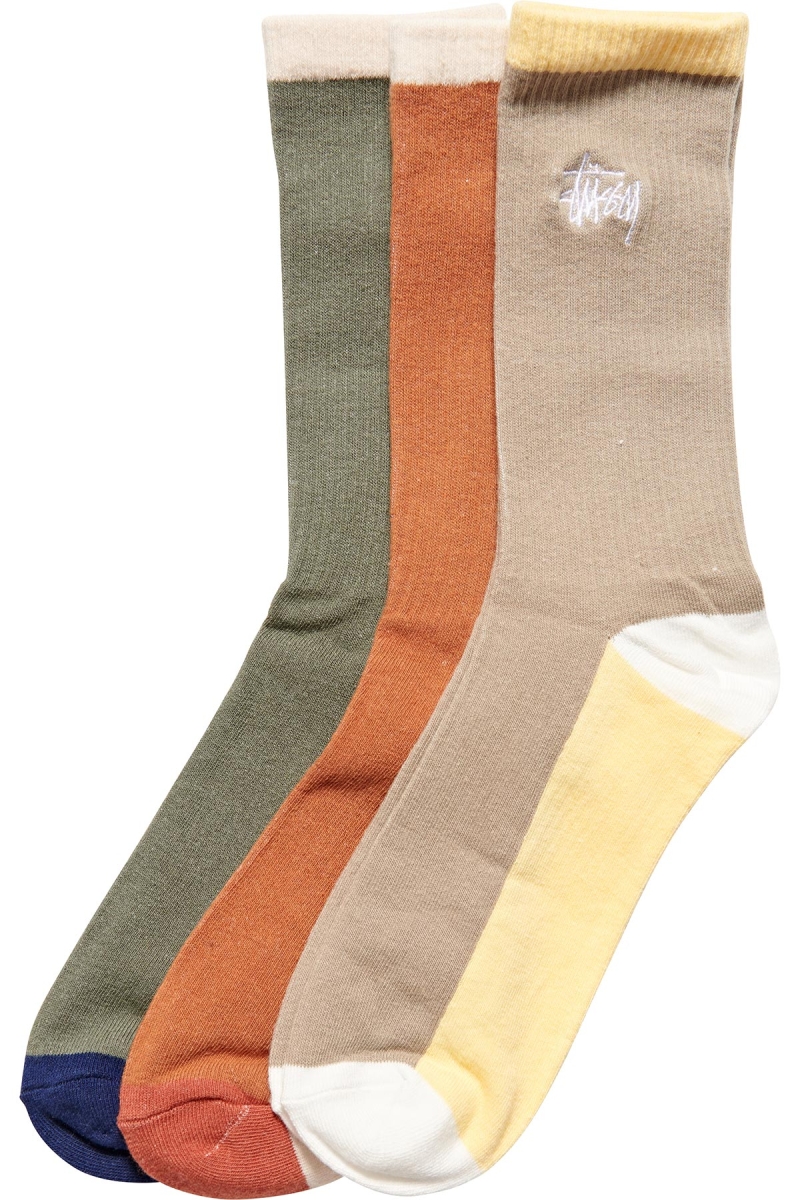 Orange Women\'s Stussy Graffiti Panel (3 Pack) Socks | AU0000732