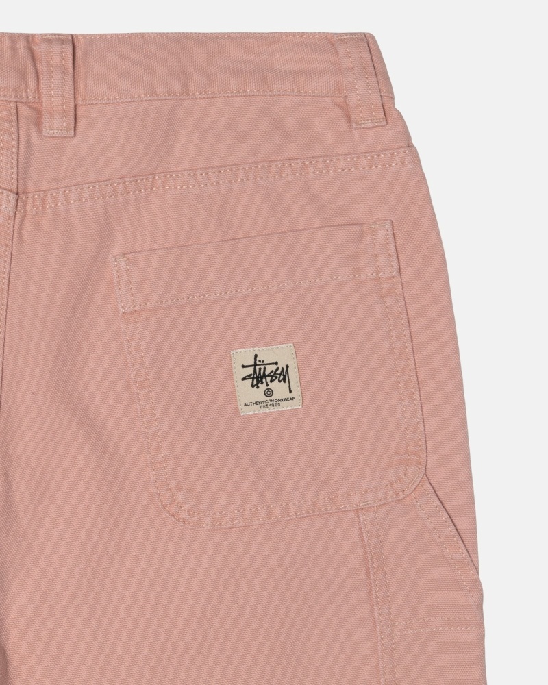 Pink Men's Stussy Canvas Work Pants | AU0000552