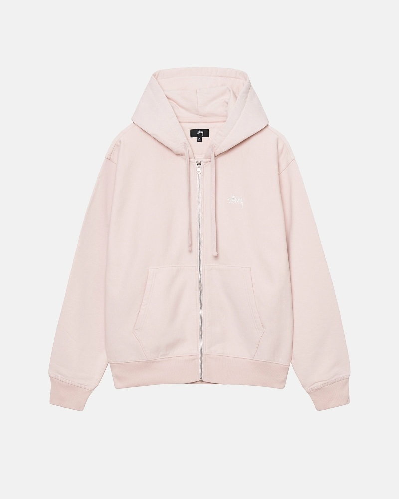 Pink Men\'s Stussy Stock Logo Zip Hoodies | AU0000083