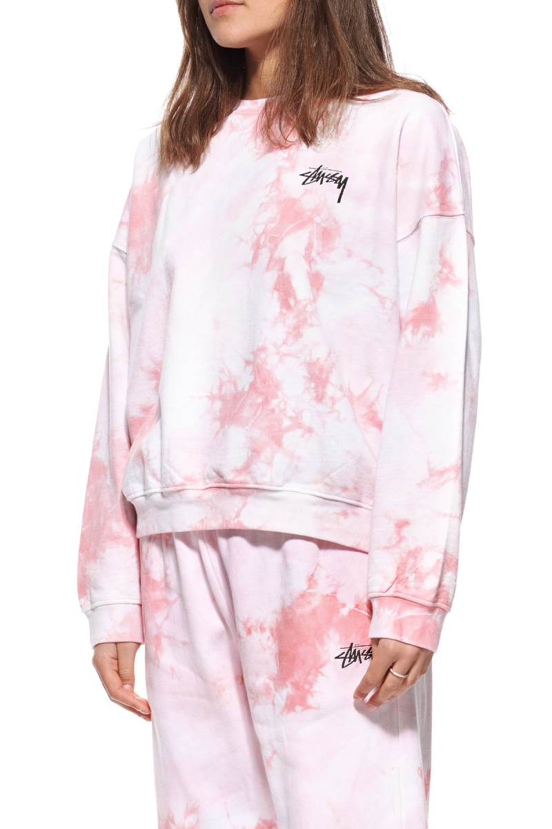 Pink Women's Stussy Avalon Tie Dye Crew Sportswear | AU0000749