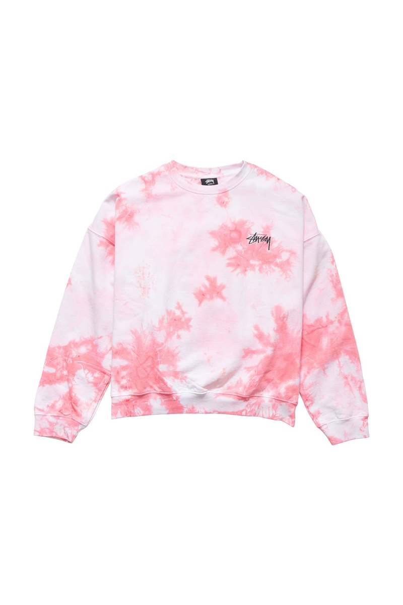 Pink Women\'s Stussy Avalon Tie Dye Crew Sportswear | AU0000749