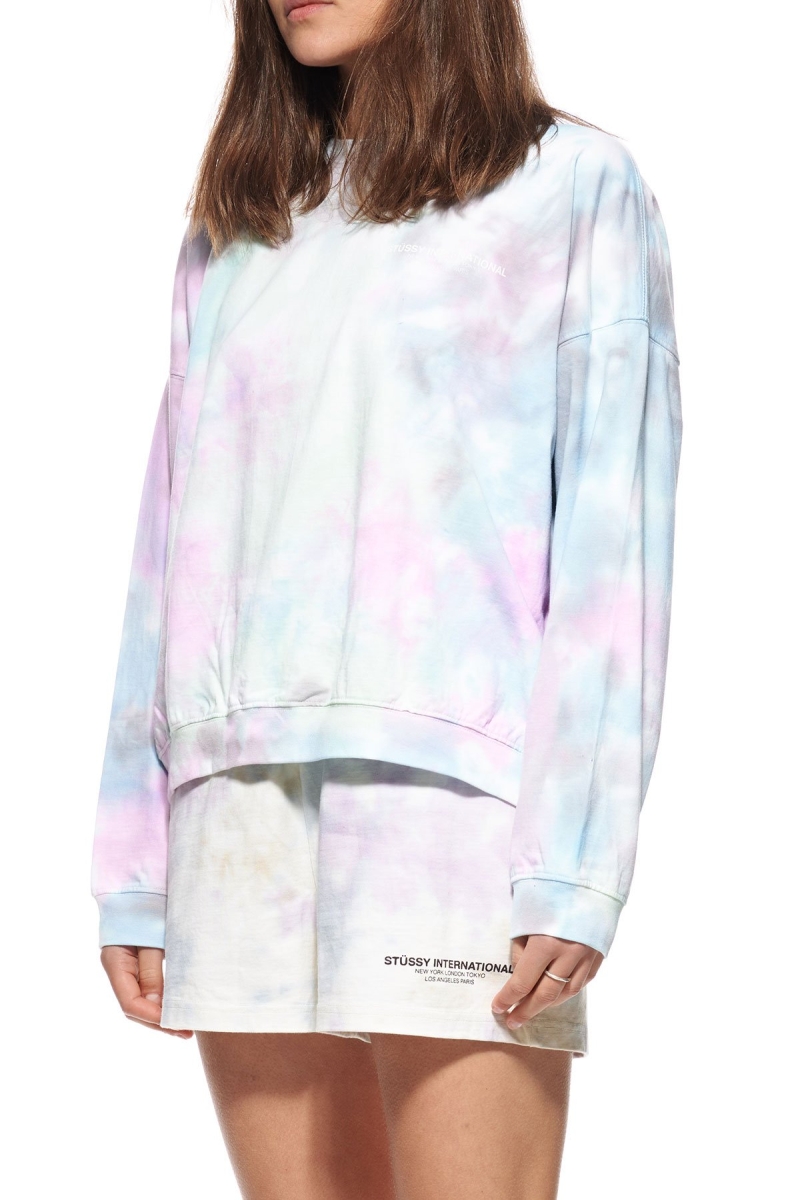 Pink Women's Stussy Breeze Tie Dye Crew Sportswear | AU0000750