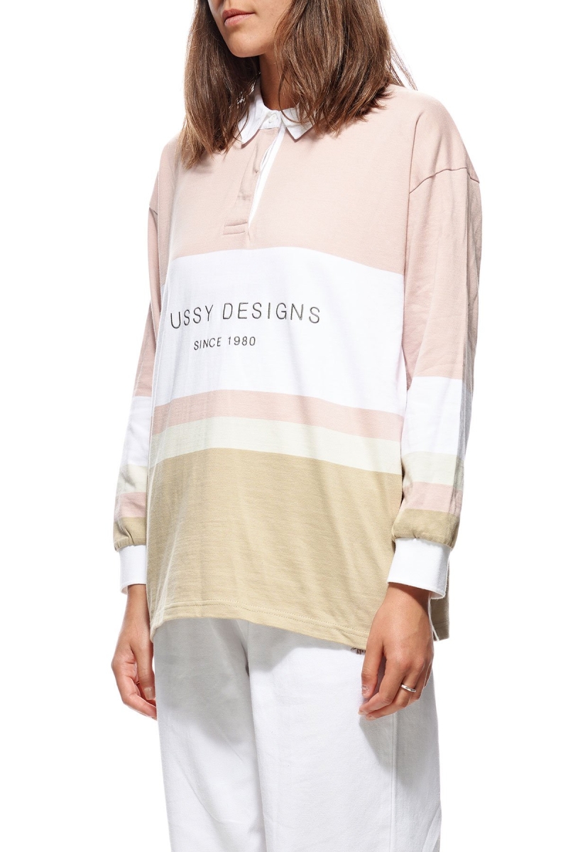 Pink Women's Stussy Harrison Panelled Rugby Shirts | AU0000312