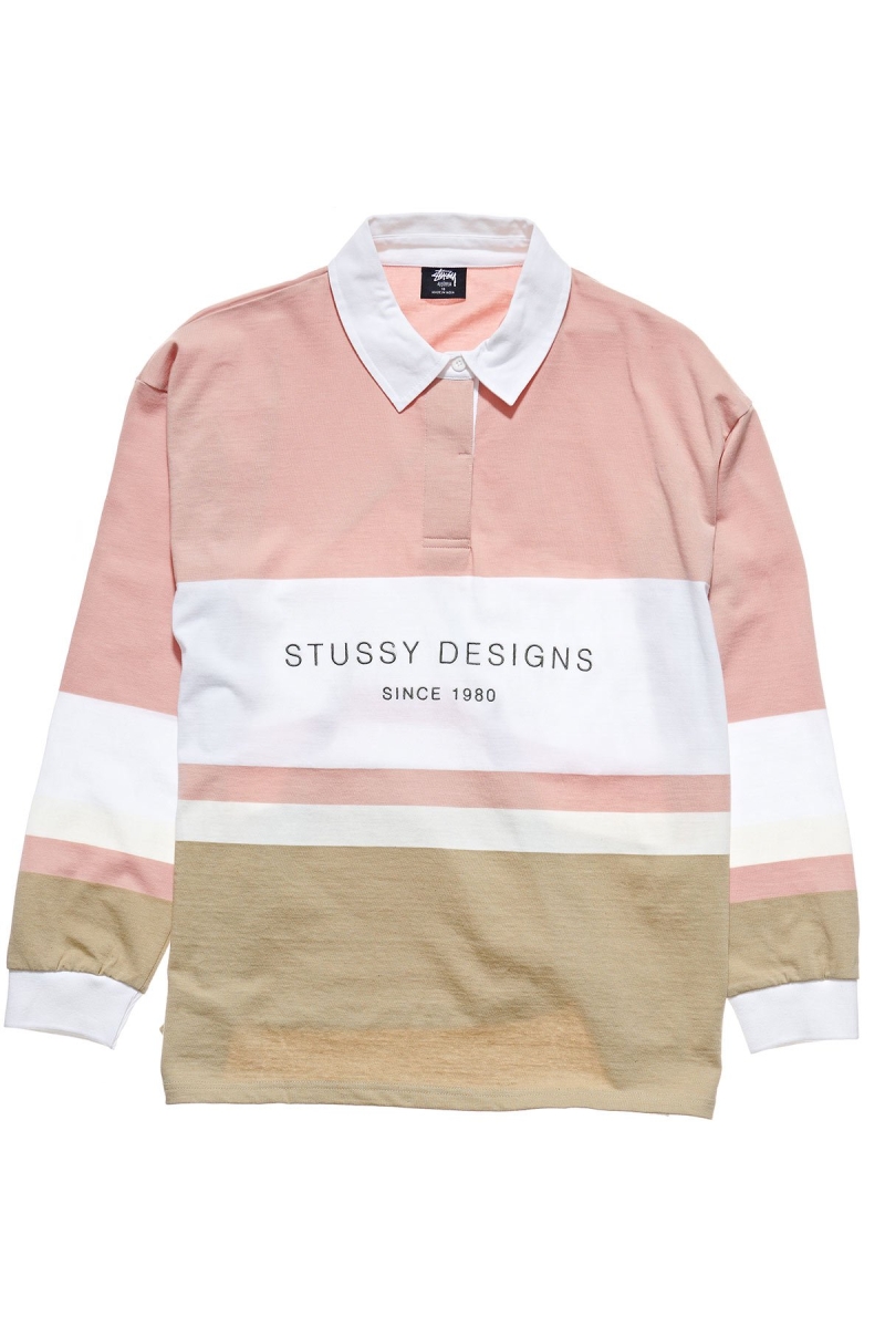 Pink Women\'s Stussy Harrison Panelled Rugby Shirts | AU0000312