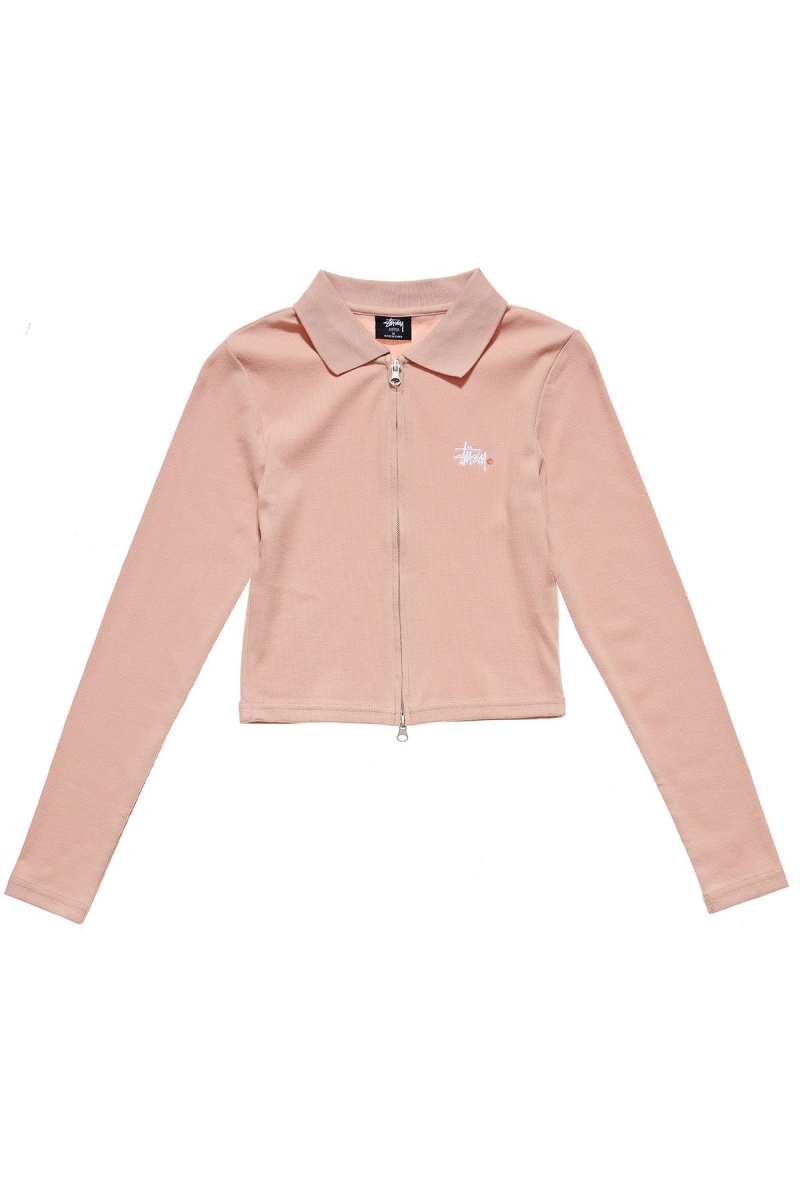 Pink Women\'s Stussy Stevens Zip Cardy Sweatshirts | AU0000955