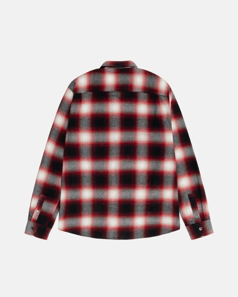 Red Men's Stussy Bay Plaid Shirts | AU0000296